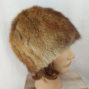 Vintage real fur hat fluffy toque 54 cm
